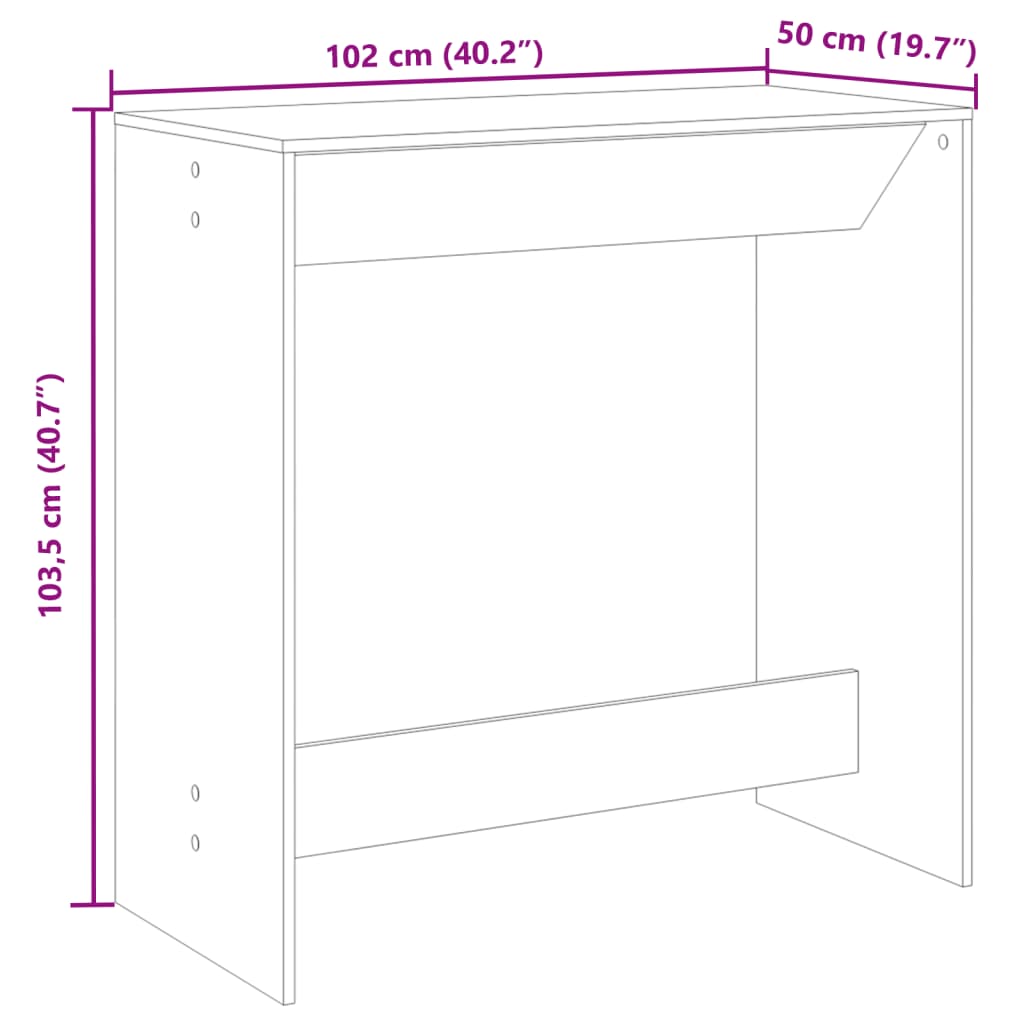 Barski stol boja betona 102 x 50 x 103,5 cm konstruirano drvo