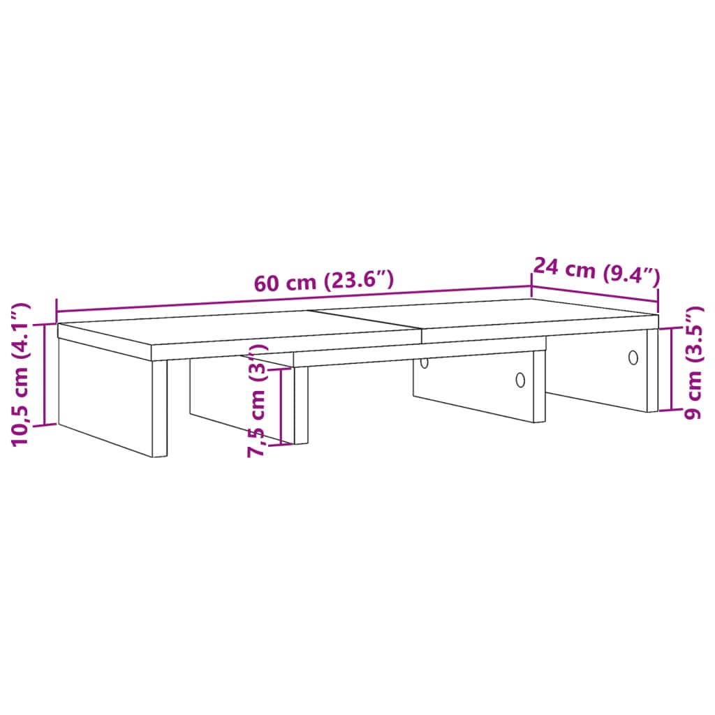 Stalak za monitor podesivi boja hrasta 60 x 24 x 10,5 cm drveni