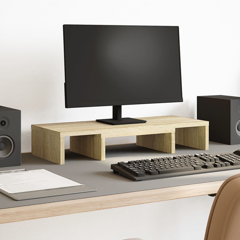 Stalak za monitor podesivi boja hrasta 60 x 24 x 10,5 cm drveni