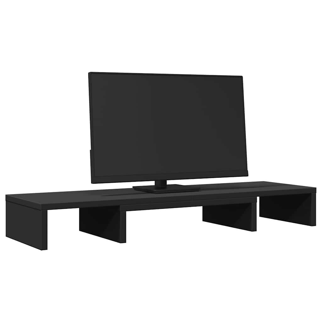 Stalak za monitor podesivi crni 80 x 24 x 10,5 cm drveni