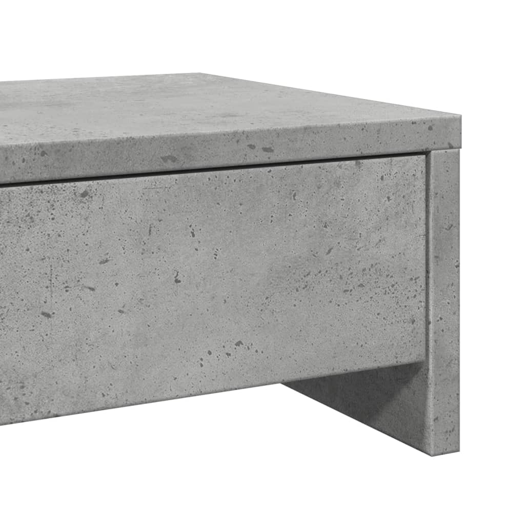 Stalak za monitor ladicama siva boja betona 50x27x15 cm drveni