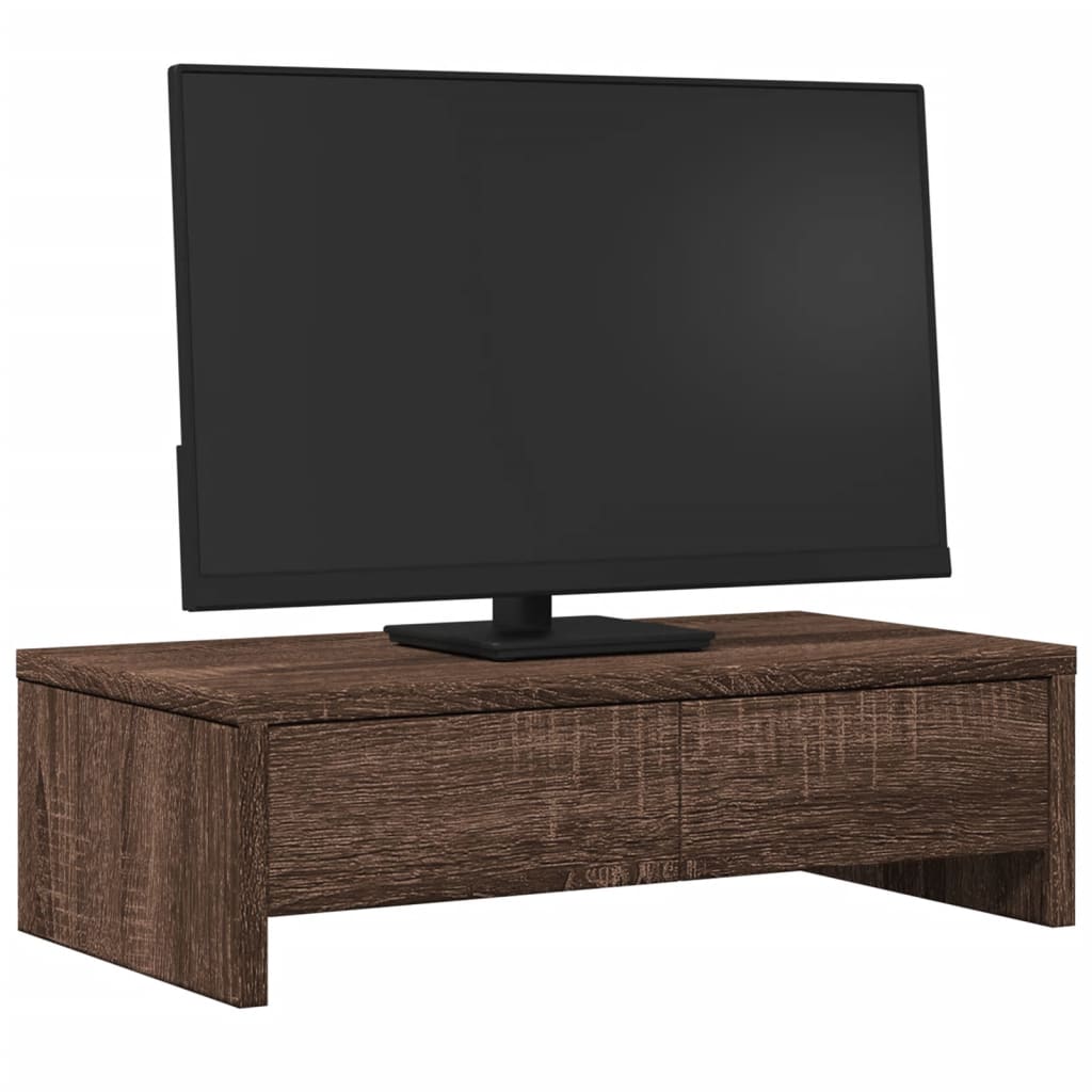 Stalak za monitor s ladicama boja hrasta 50 x 27 x 15 cm drveni