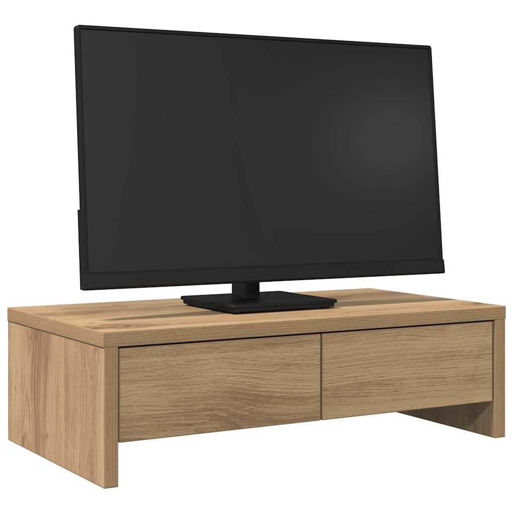 Stalak za monitor s ladicama boja hrasta 50x27x15 cm drveni