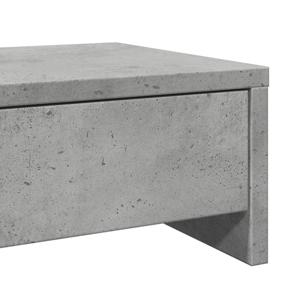 Stalak za monitor ladicama siva boja betona 100x27x15 cm drveni