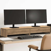 Stalak za monitor s ladicama boja hrasta 100x27x15 cm drveni