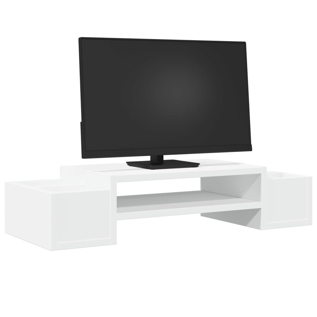 Stalak za monitor s pohranom bijeli 70 x 27 x 15 cm drveni