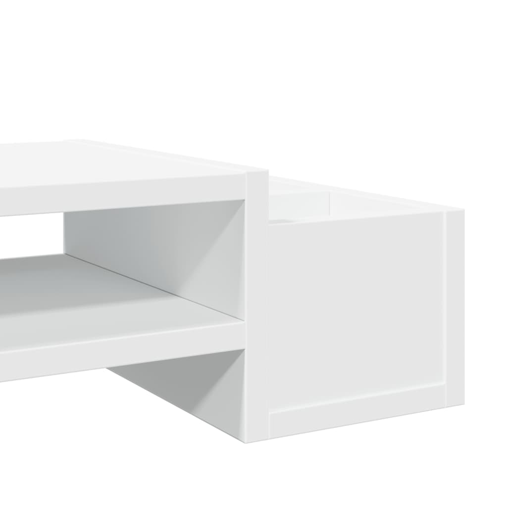 Stalak za monitor s pohranom bijeli 70 x 27 x 15 cm drveni