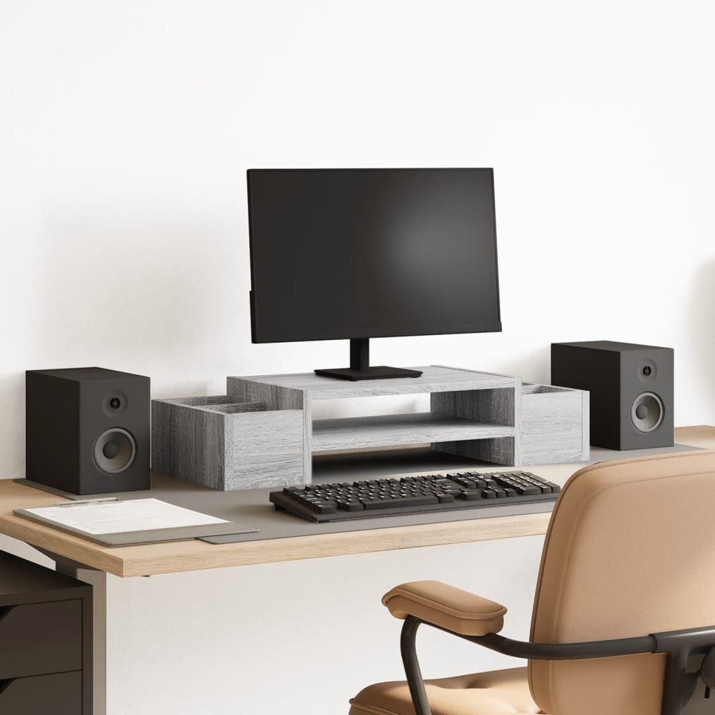 Stalak za monitor s pohranom boja hrasta 70 x 27 x 15 cm drveni
