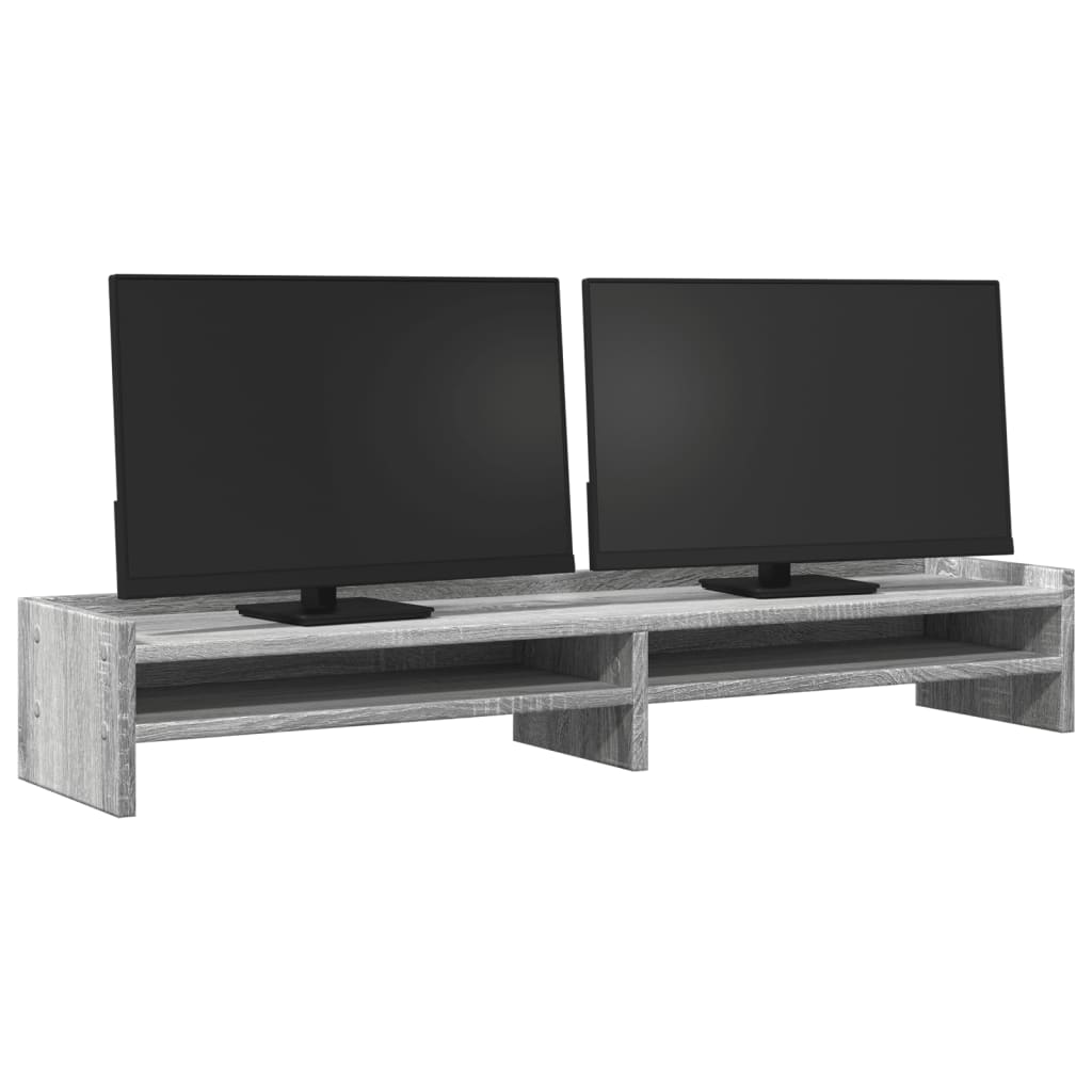 Stalak za monitor siva boja hrasta 100x24x16 cm drveni