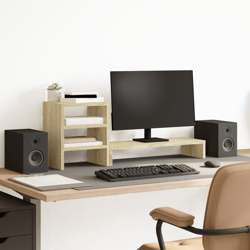Stalak za monitor sa stolnim organizatorom boja hrasta drveni