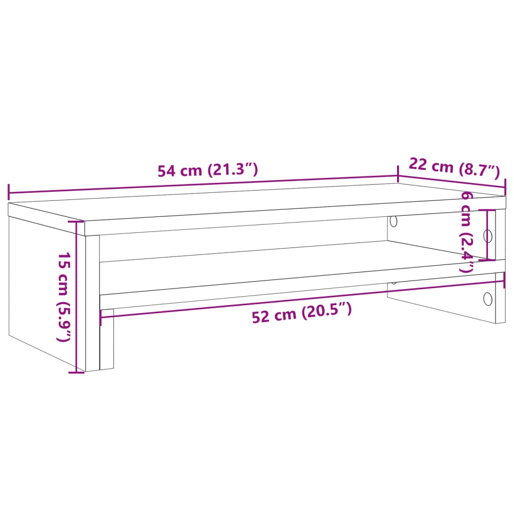 Stalak za monitor boja hrasta 54x22x15 cm konstruirano drvo