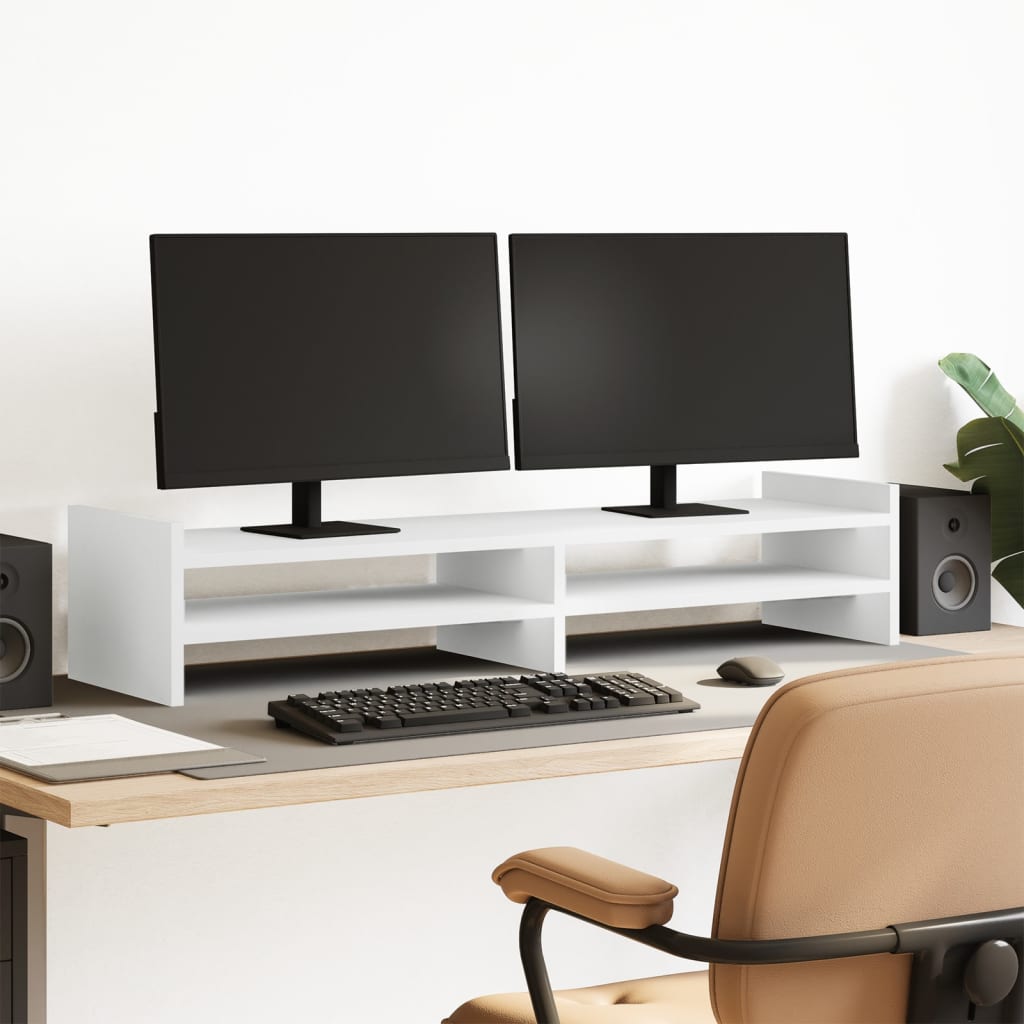 Stalak za monitor bijeli 100x27x20 cm od konstruiranog drva