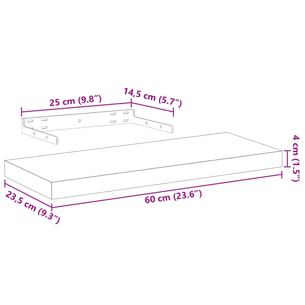 Plutajuća polica 60x23,5x4 cm od konstruiranog drva