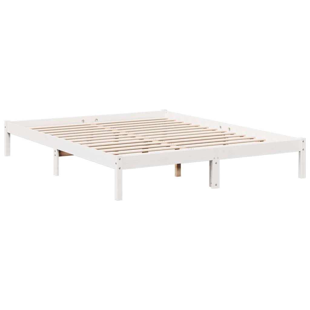 Okvir kreveta bez madraca bijeli 140 x 210 cm masivna borovina