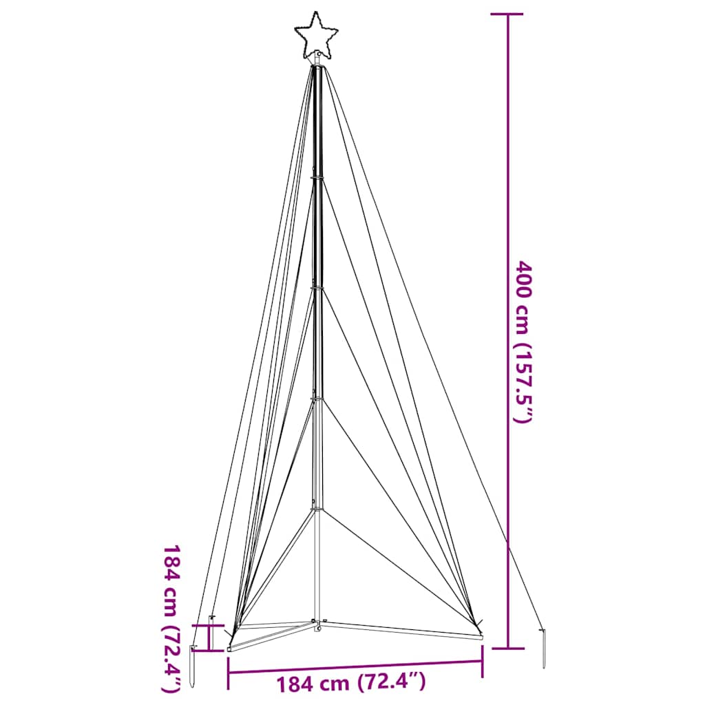 LED božićno drvce 615 LED šarenih 404,5 cm