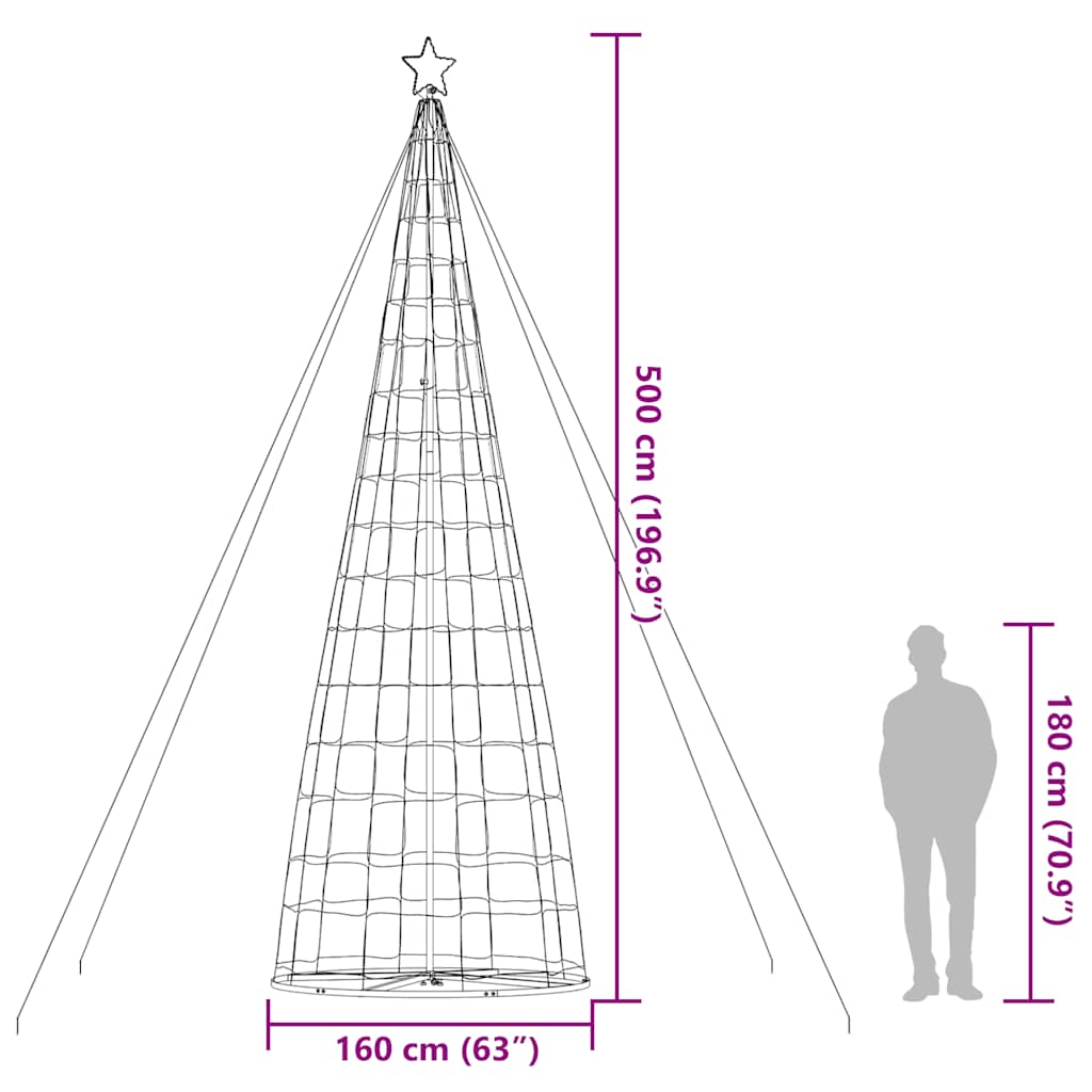 LED božićno drvce 1534 LED hladno bijele 500 cm