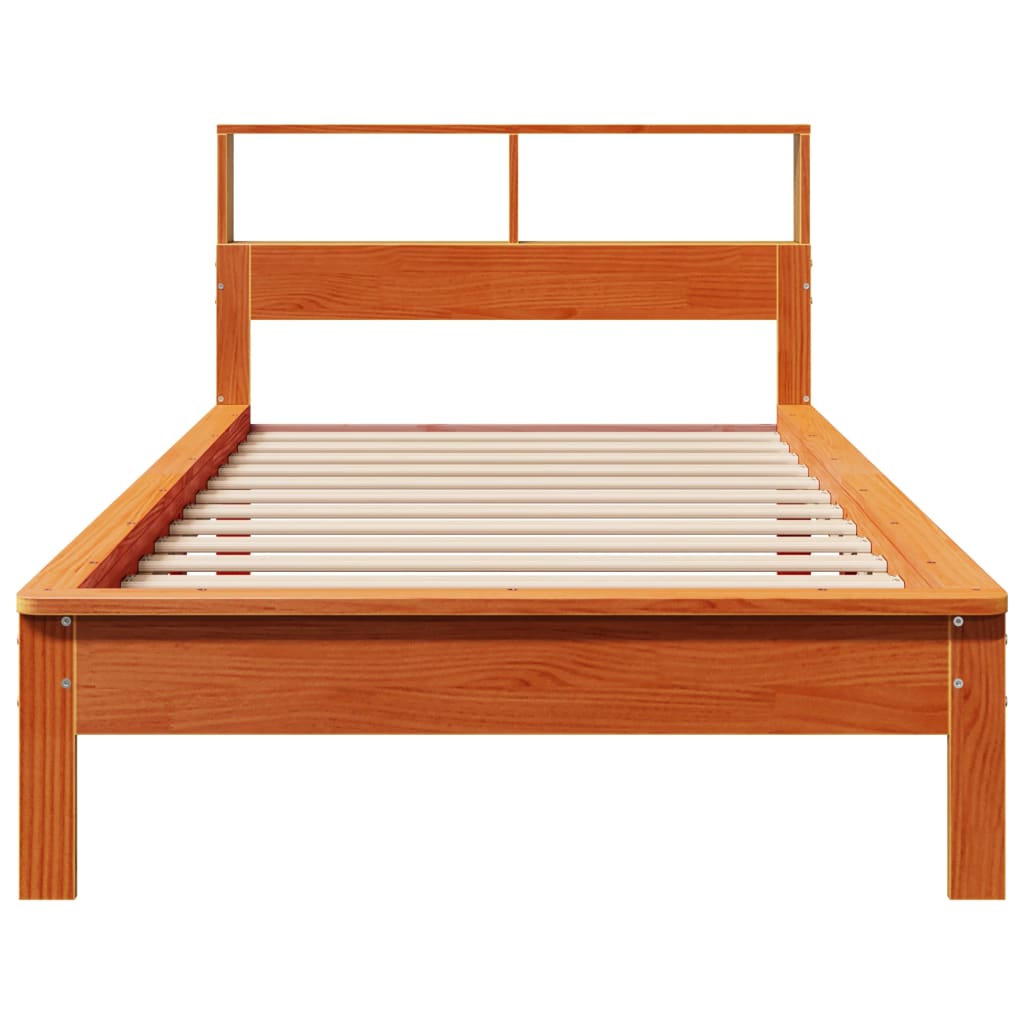 Krevet s regalom za knjige bez madraca 90 x 200 cm od borovine