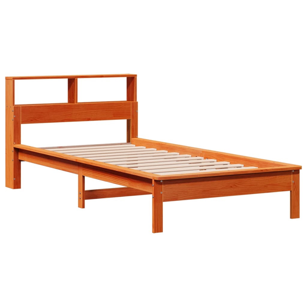 Krevet s regalom za knjige bez madraca 90 x 190 cm od borovine