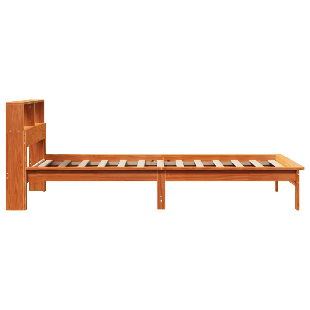 Krevet s regalom za knjige bez madraca 90 x 190 cm od borovine