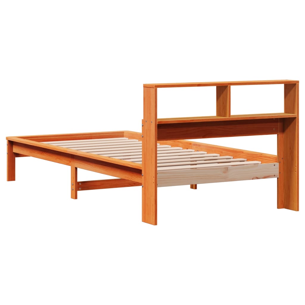 Krevet s regalom za knjige bez madraca 90 x 190 cm od borovine