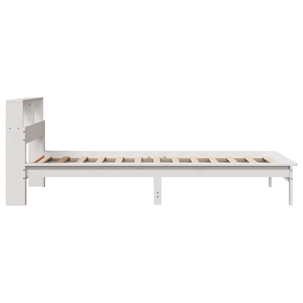 Krevet s regalom za knjige bez madraca bijeli 75x190cm borovina