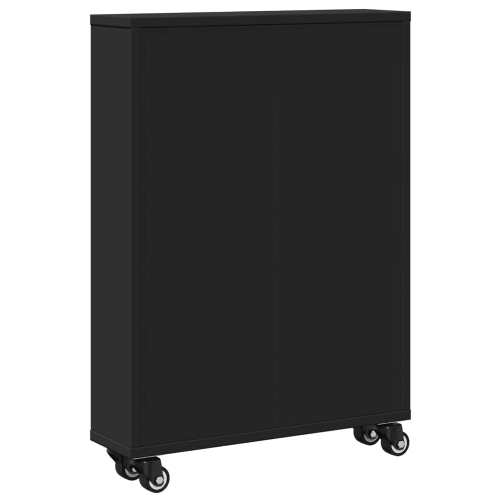Uska kolica za pohranu crna 48x13x68 cm od konstruiranog drva