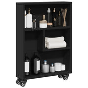 Uska kolica za pohranu crna 48x13x68 cm od konstruiranog drva
