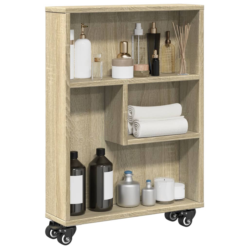 Uska kolica za odlaganje Sonoma hrast 48x13x68 cm Konstruirano drvo