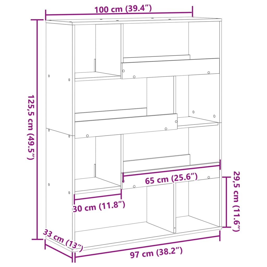 Regal za knjige bijeli 100 x 33 x 125,5 cm konstruirano drvo