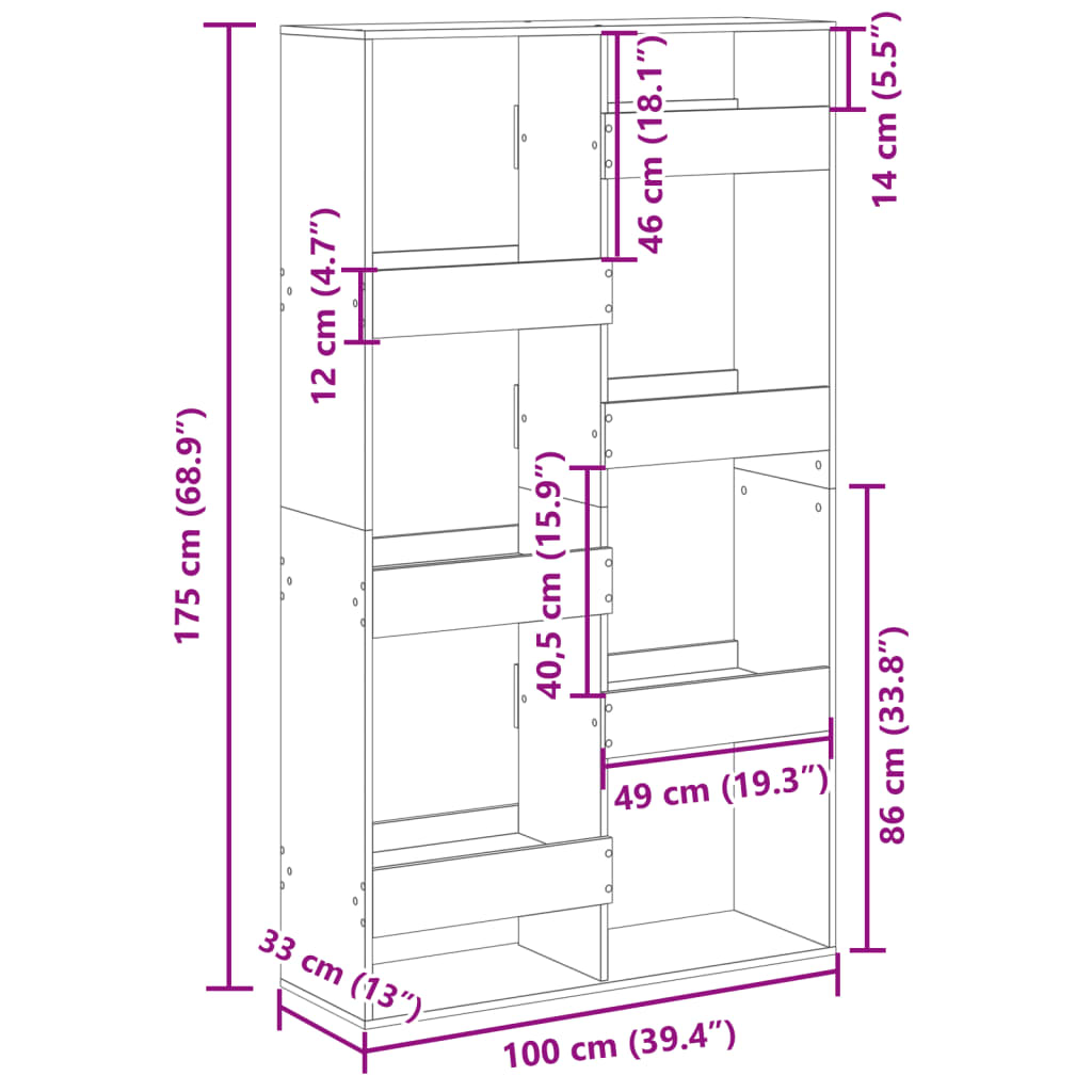Regal za knjige boja hrasta 100x33x175 cm konstruirano drvo