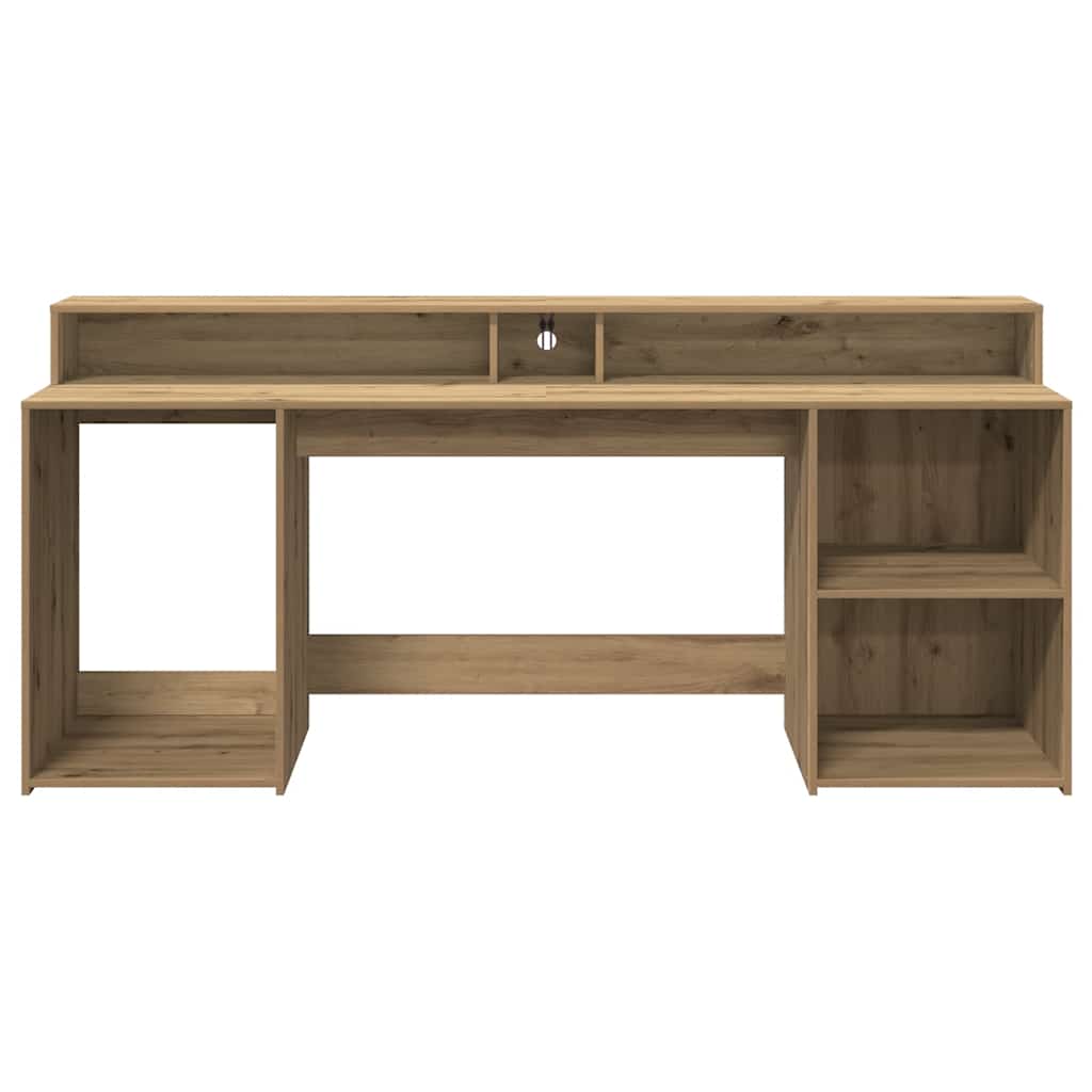 Radni stol s LED svjetlima 200x55x91 cm konstruirano drvo