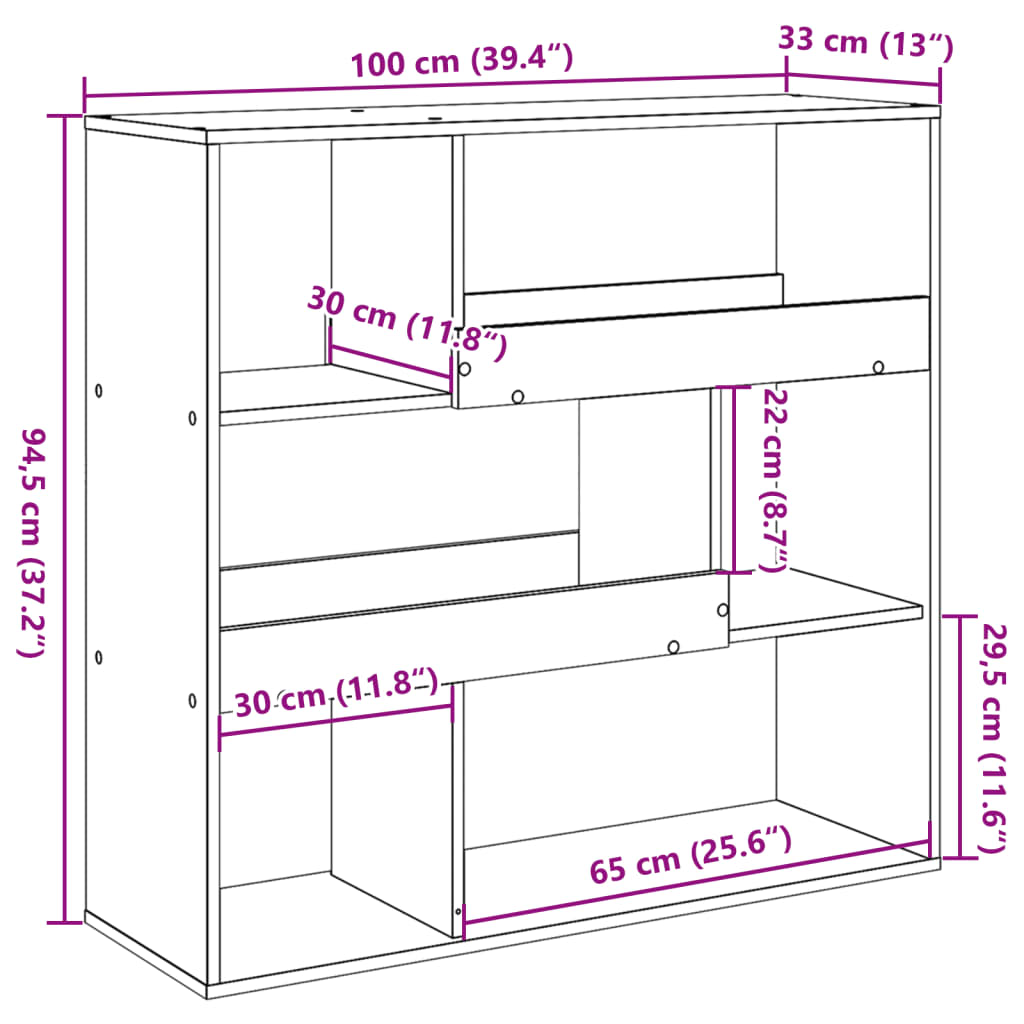 Sobna pregrada boja drva 100 x 33 x 94,5 cm konstruirano drvo