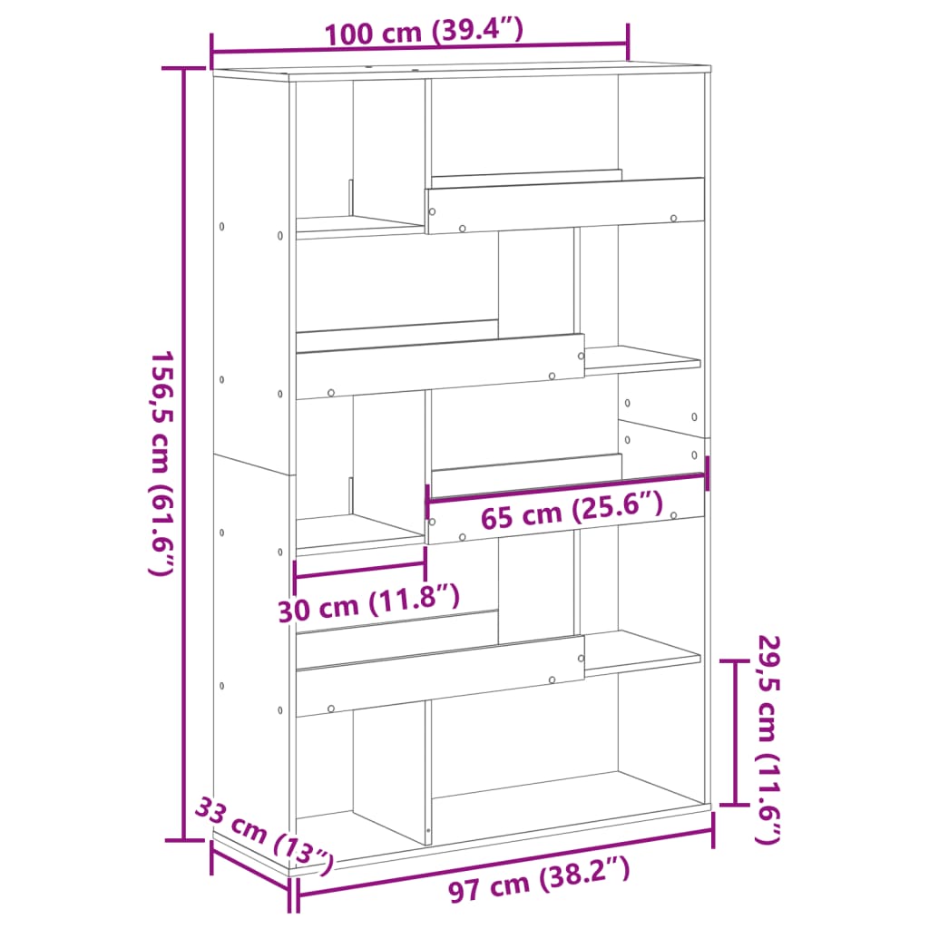 Sobna pregrada bijela 100x33x156,5 cm konstruirano drvo