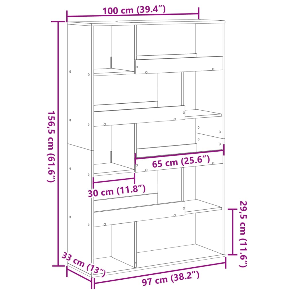Sobna pregrada boja drva 100x33x156,5 cm konstruirano drvo