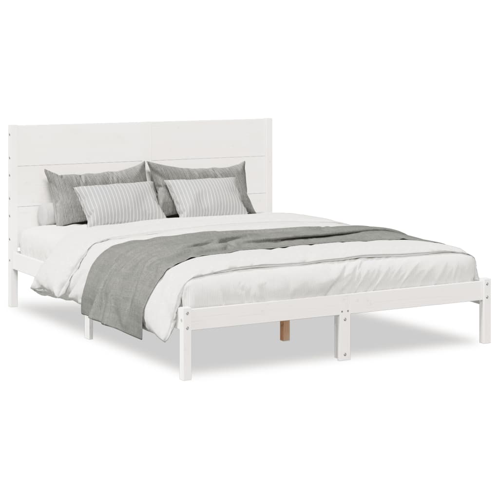 Dugi okvir kreveta bez madraca bijeli 140 x 210 cm masivno drvo