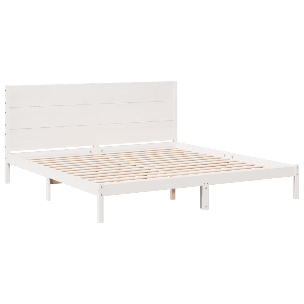 Dugi okvir kreveta bez madraca bijeli 200 x 220 cm masivno drvo