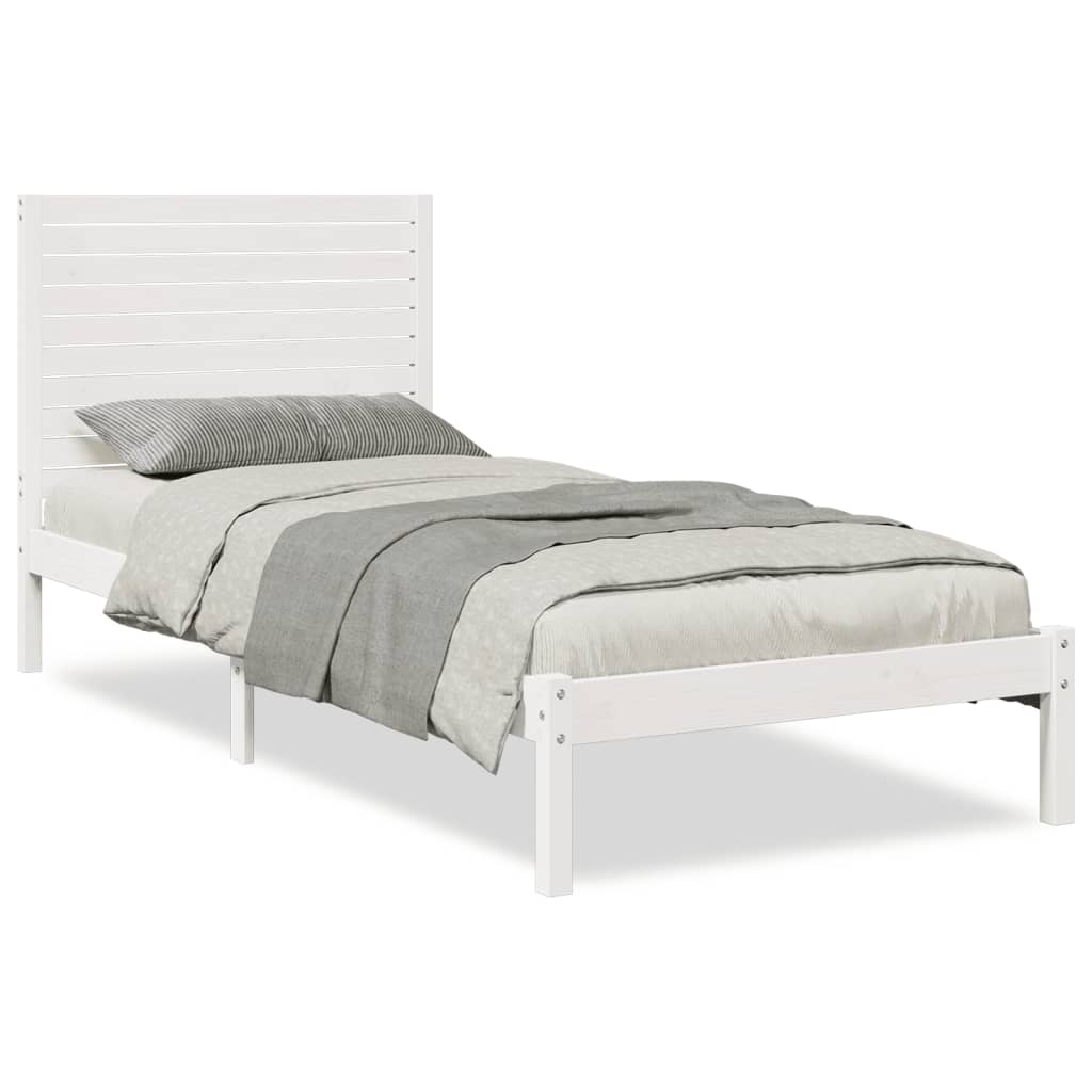 Dugi okvir kreveta bez madraca bijeli 90 x 210 cm masivno drvo
