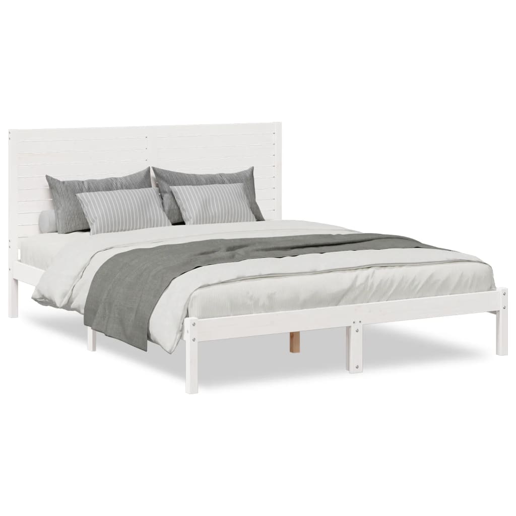 Dugi okvir kreveta bez madraca bijeli 160 x 210 cm masivno drvo