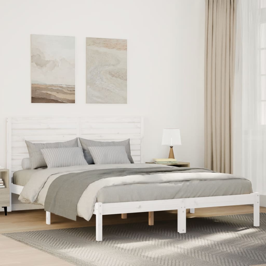 Dugi okvir kreveta bez madraca bijeli 160 x 210 cm masivno drvo
