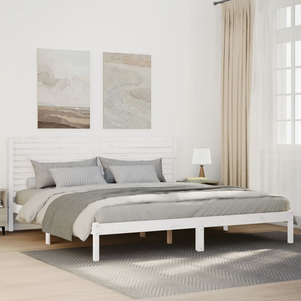 Dugi okvir kreveta bez madraca bijeli 180 x 210 cm masivno drvo