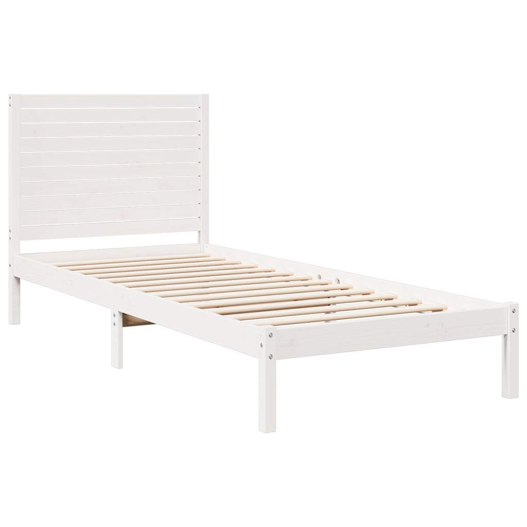 Dugi okvir kreveta bez madraca bijeli 90 x 220 cm masivno drvo