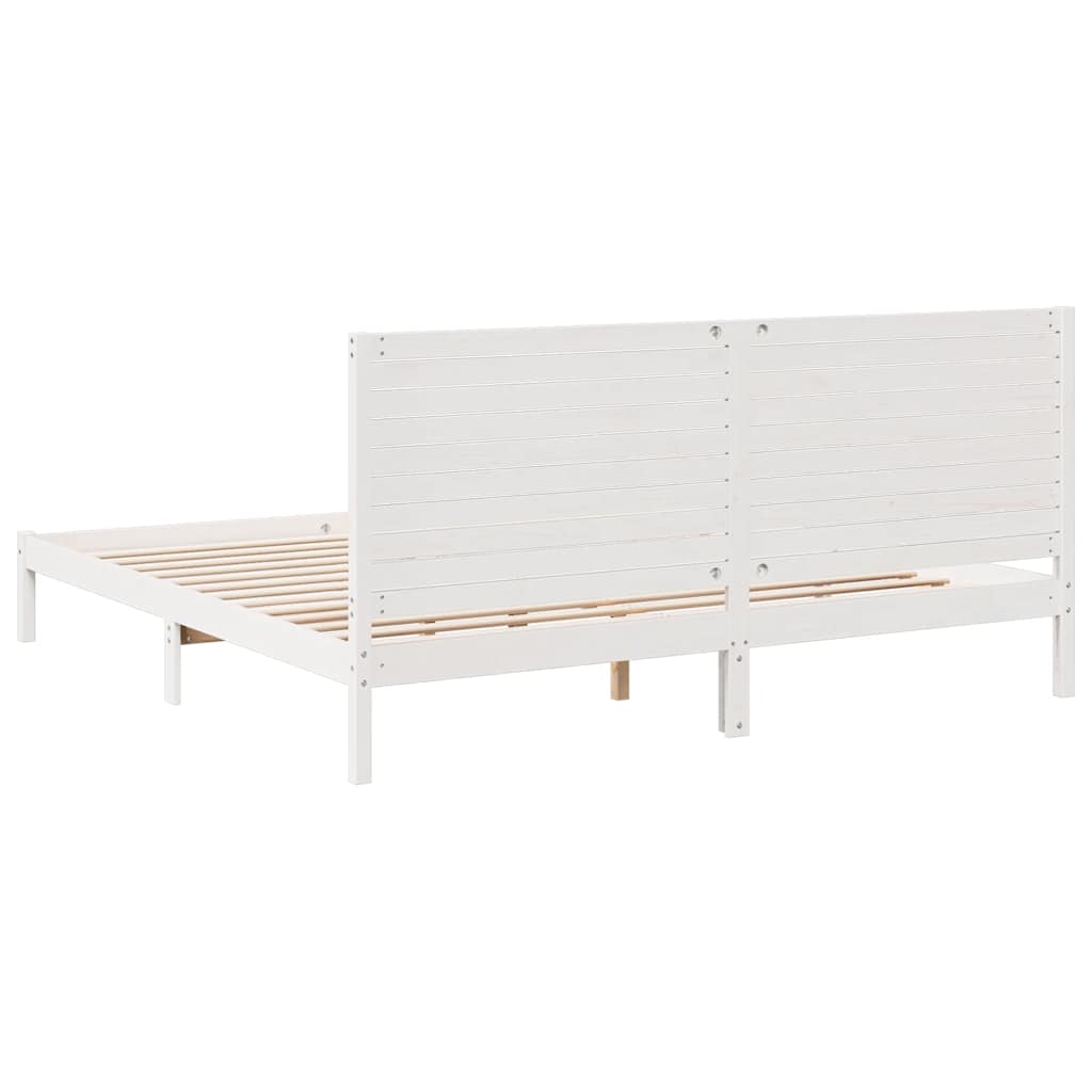 Dugi okvir kreveta bez madraca bijeli 200 x 220 cm masivno drvo