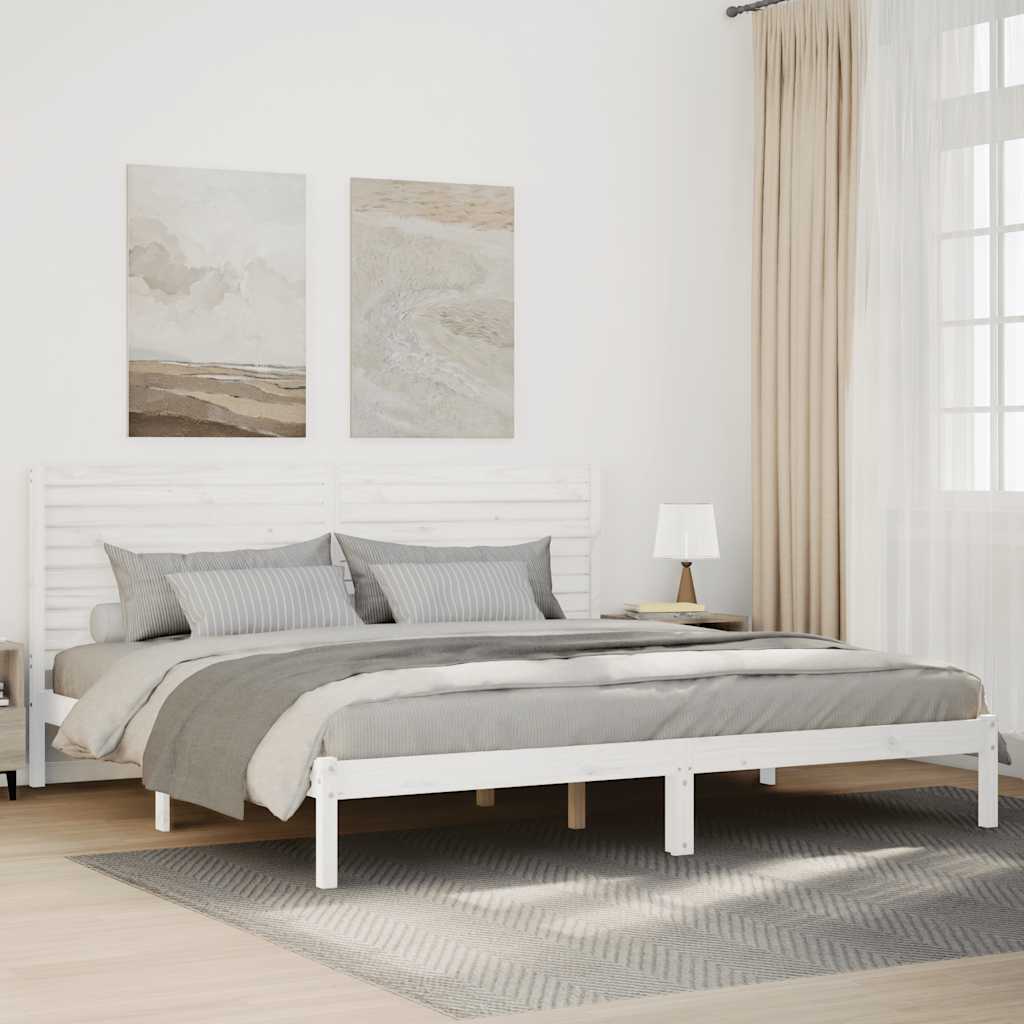Dugi okvir kreveta bez madraca bijeli 200 x 220 cm masivno drvo