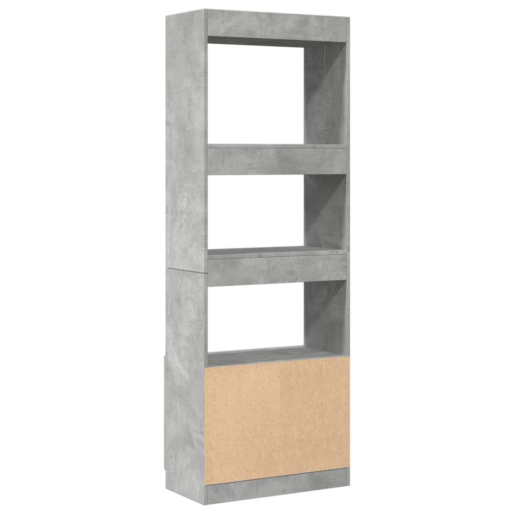 Visoka komoda siva boja betona 63x33x180 cm konstruirano drvo