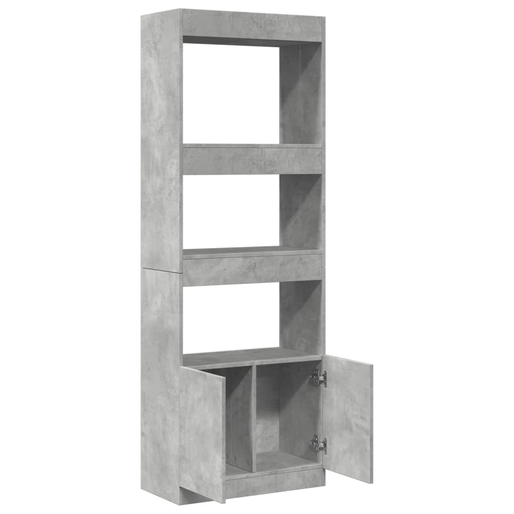 Visoka komoda siva boja betona 63x33x180 cm konstruirano drvo