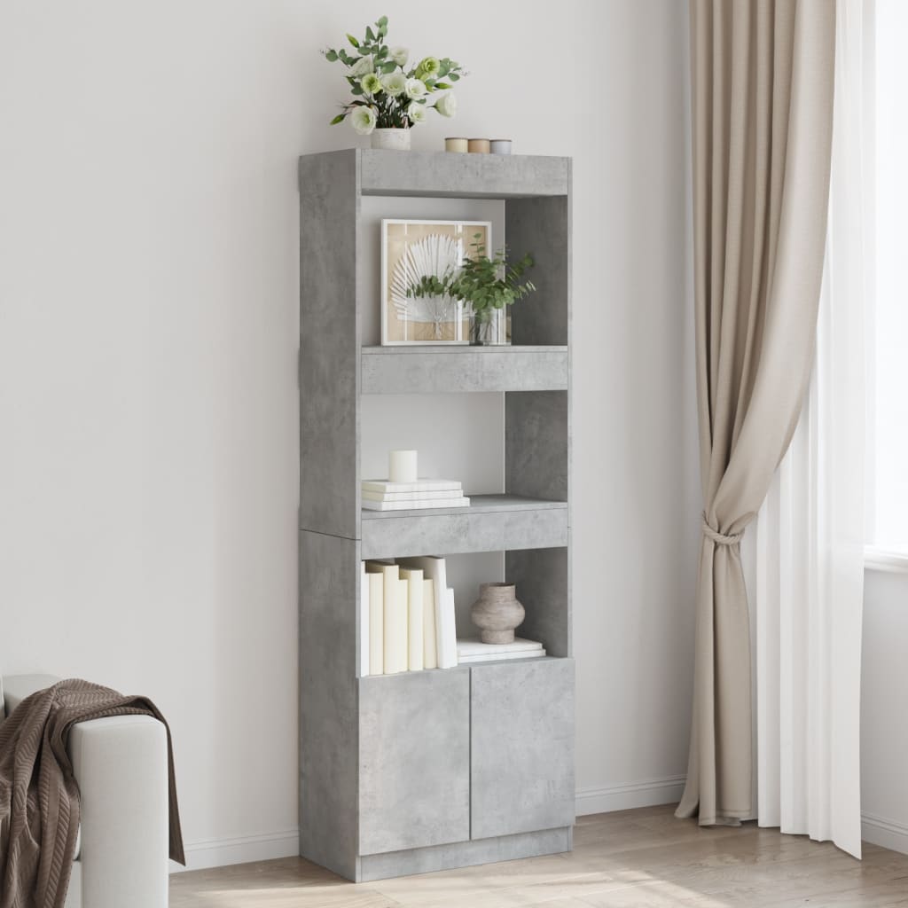 Visoka komoda siva boja betona 63x33x180 cm konstruirano drvo