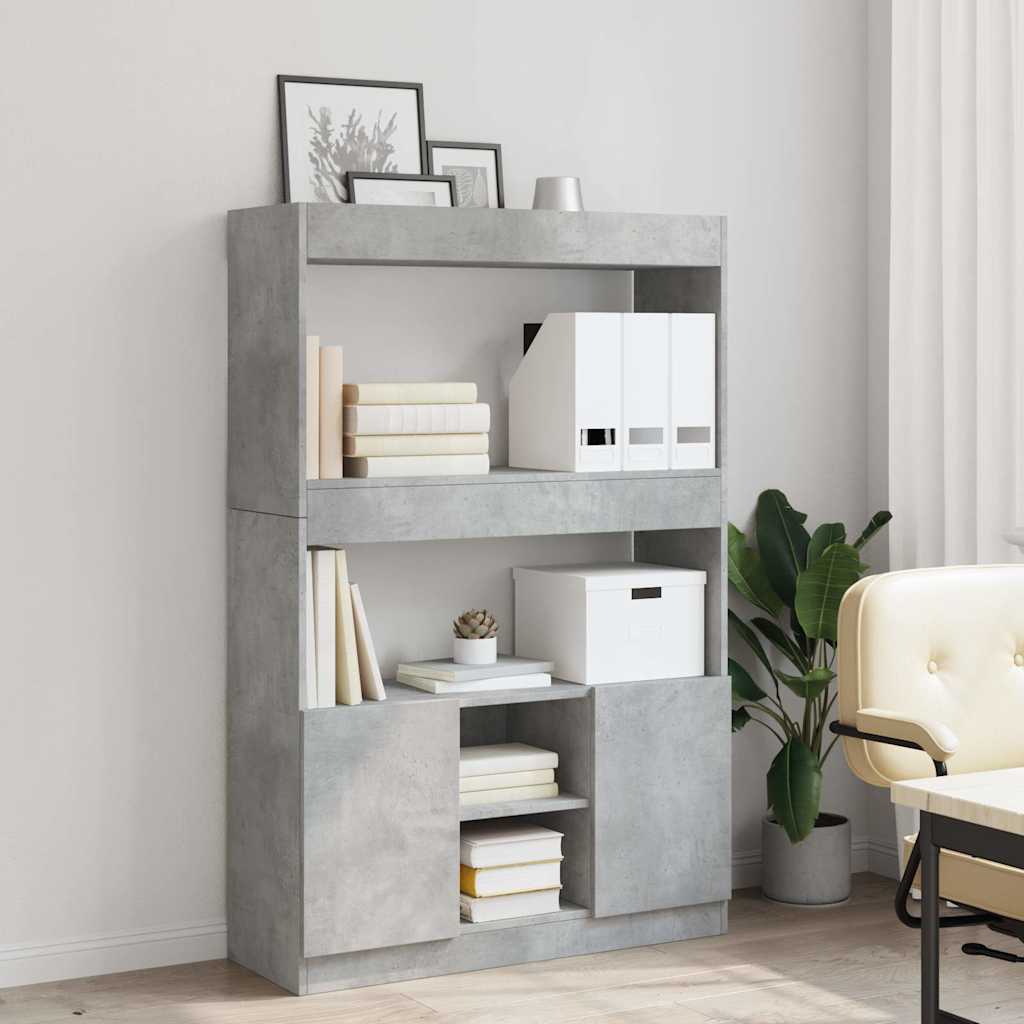 Visoka komoda boja betona 92x33x140 cm od konstruiranog drva