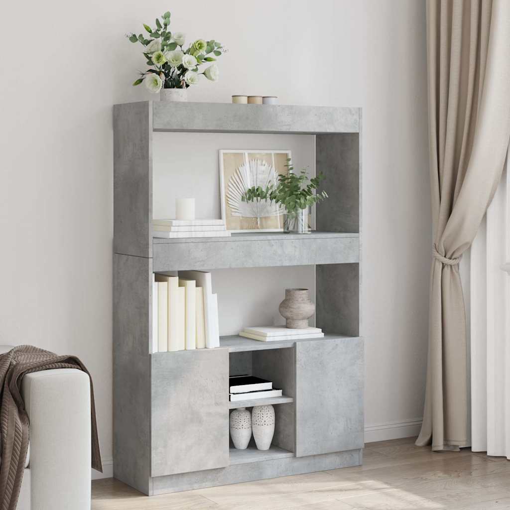 Visoka komoda boja betona 92x33x140 cm od konstruiranog drva