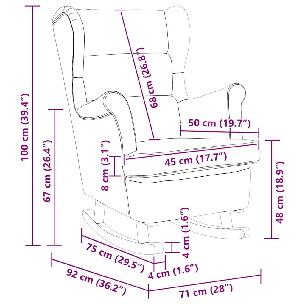 Stolica za ljuljanje 74x90x102 cm od tkanine tamnosiva
