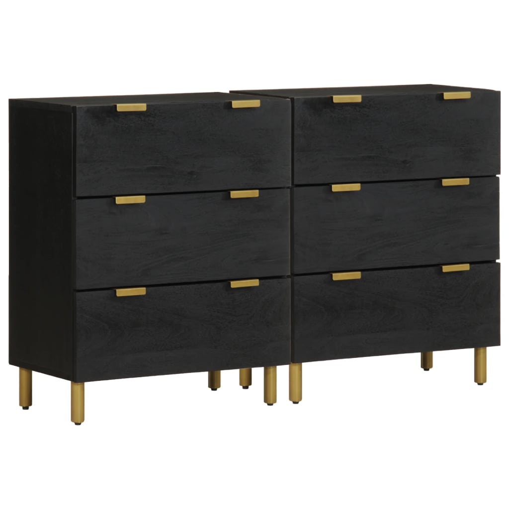 Komoda 2 kom crna 60 x 33 x 75 cm konstruirano drvo